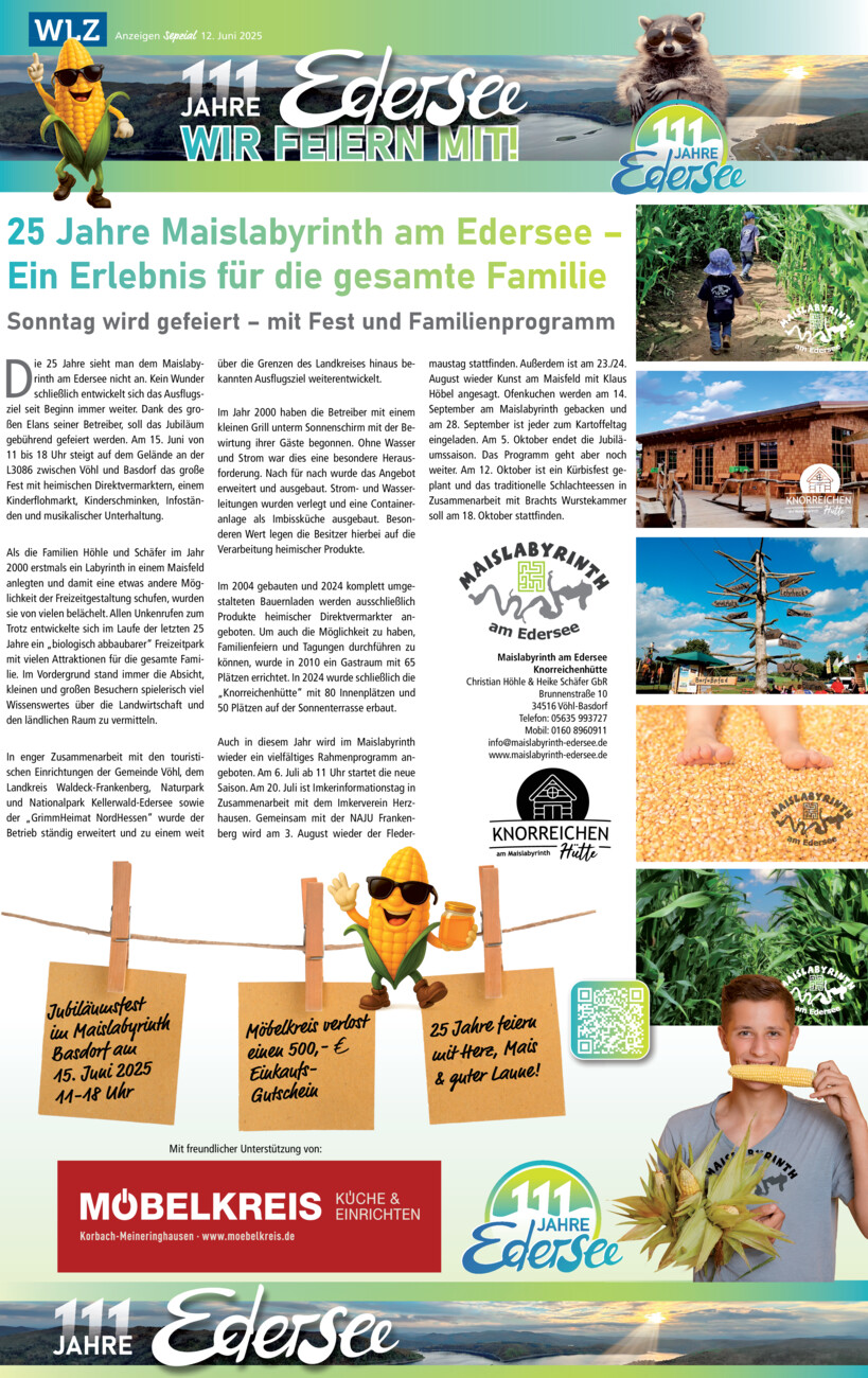 111 Jahre Edersee Maislabyrinth vom Donnerstag, 12.06.2025