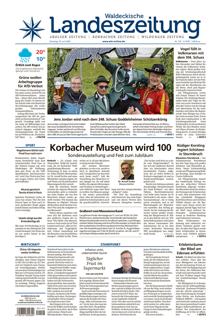 Waldeckische Landeszeitung vom Dienstag, 10.06.2025