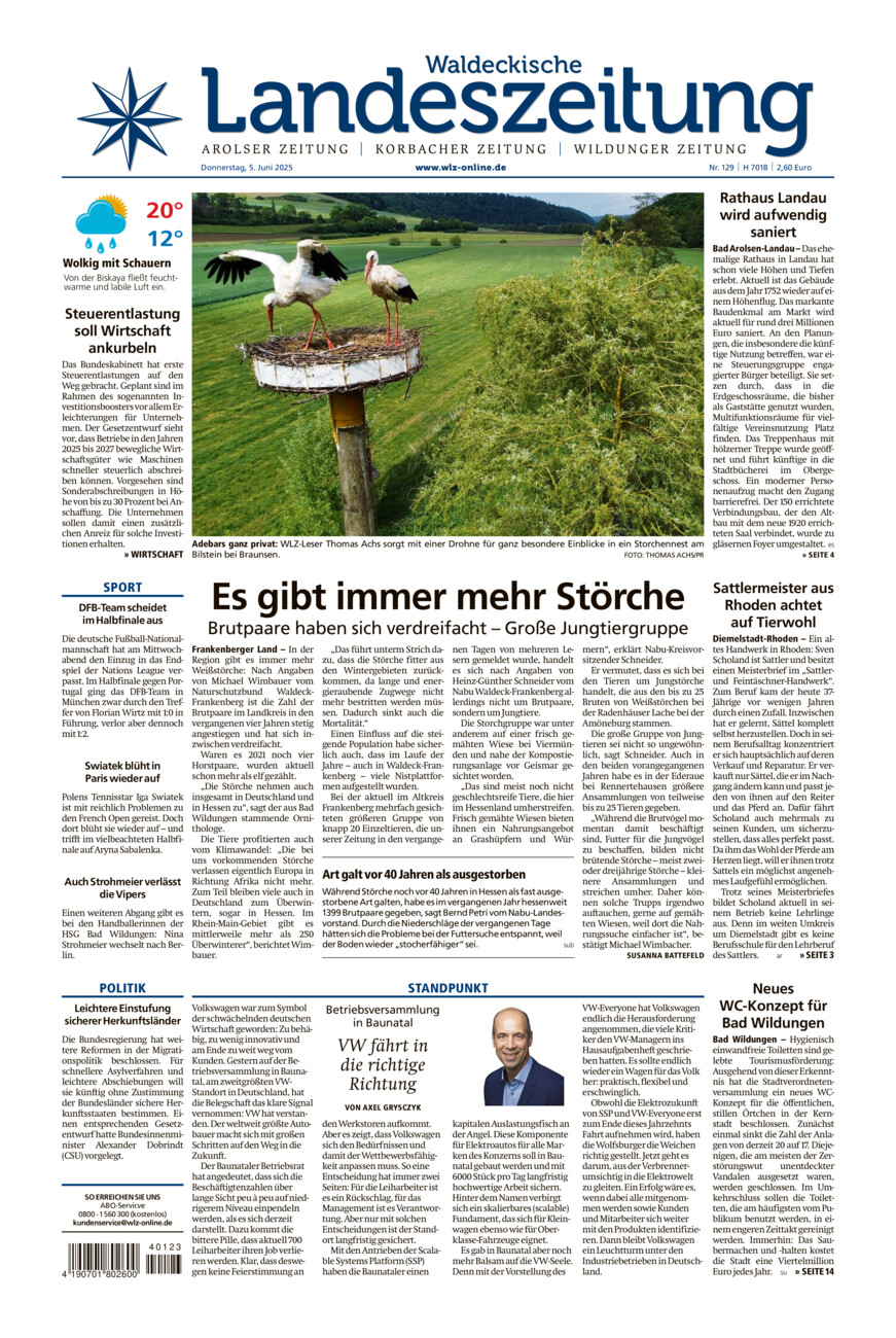 Waldeckische Landeszeitung vom Donnerstag, 05.06.2025