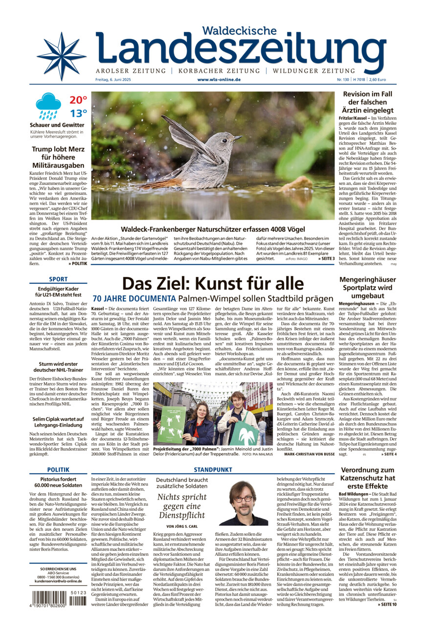 Waldeckische Landeszeitung vom Freitag, 06.06.2025