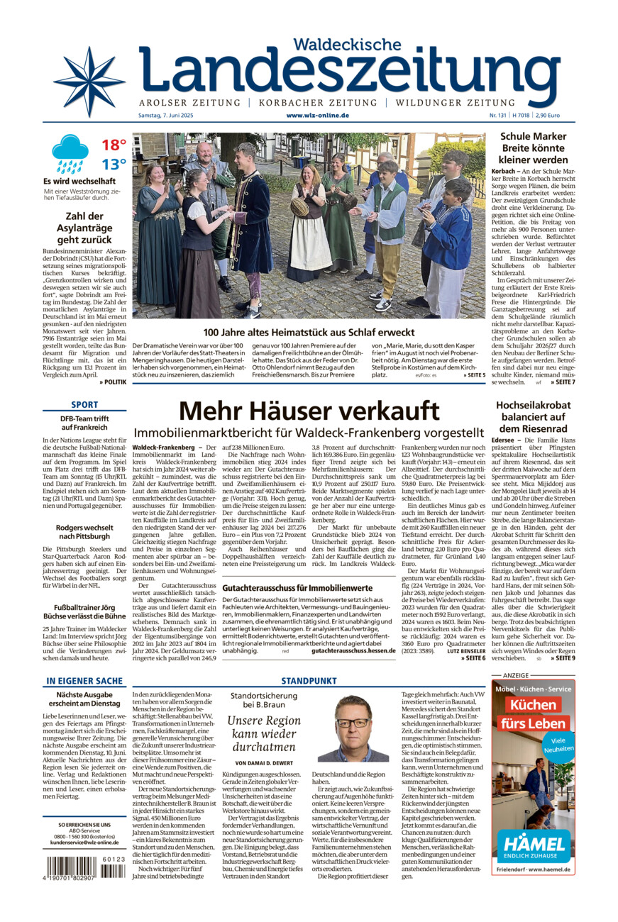 Waldeckische Landeszeitung vom Samstag, 07.06.2025