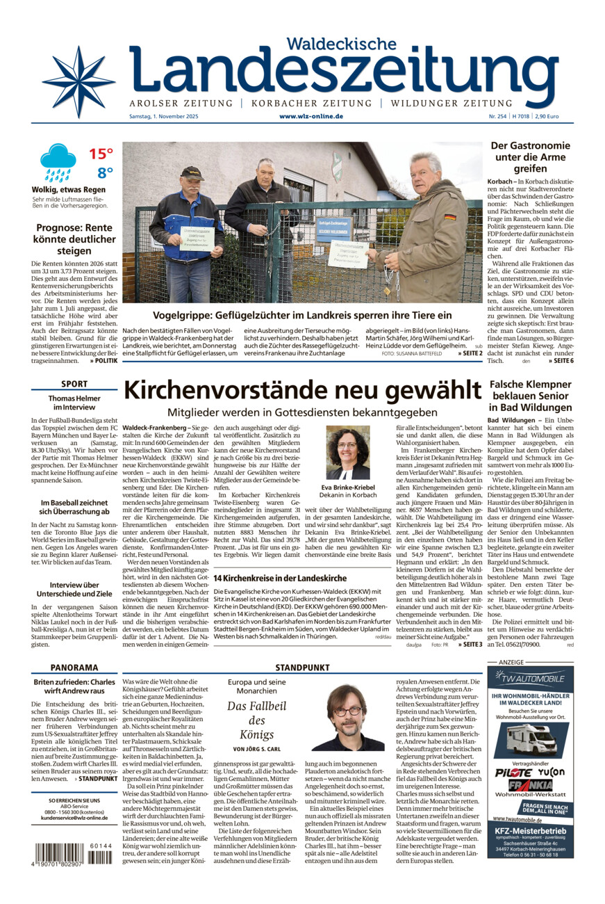 Waldeckische Landeszeitung vom Samstag, 01.11.2025