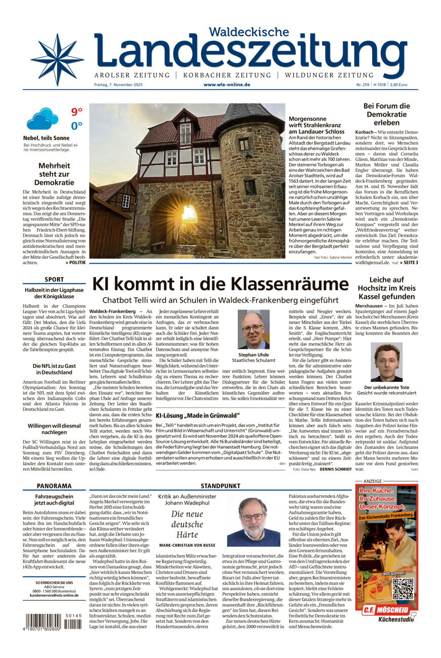 Waldeckische Landeszeitung vom Freitag, 07.11.2025