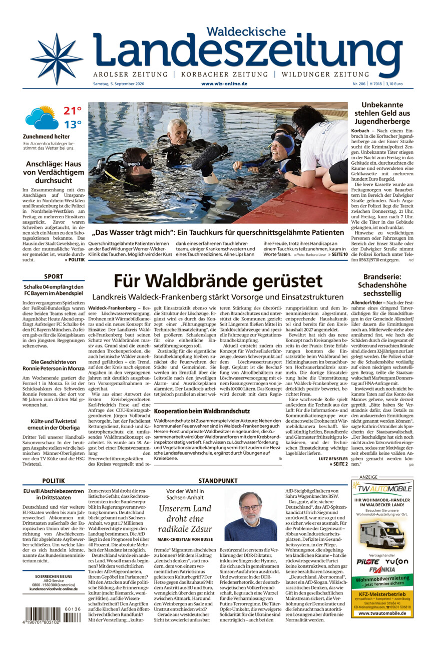 Waldeckische Landeszeitung vom Samstag, 05.09.2026