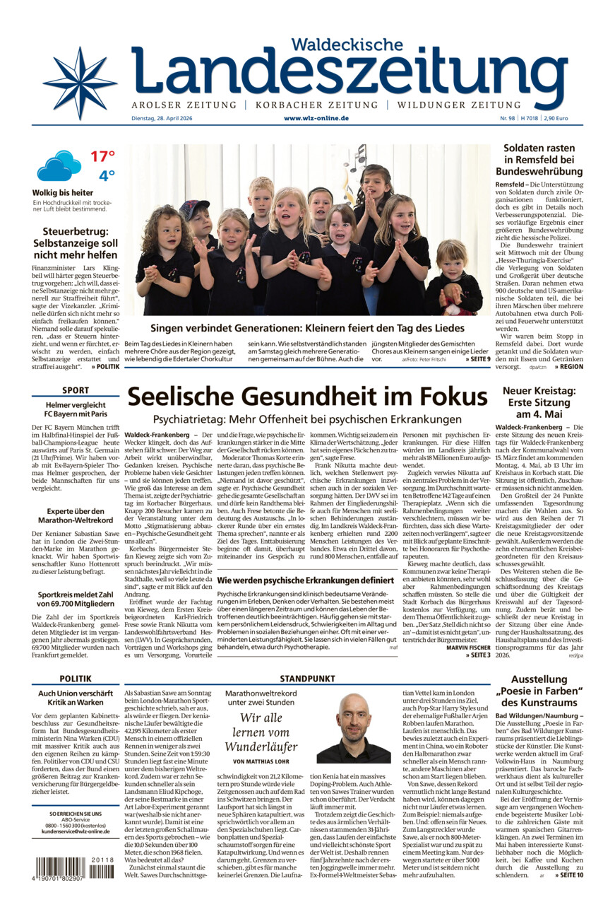 Waldeckische Landeszeitung vom Dienstag, 28.04.2026