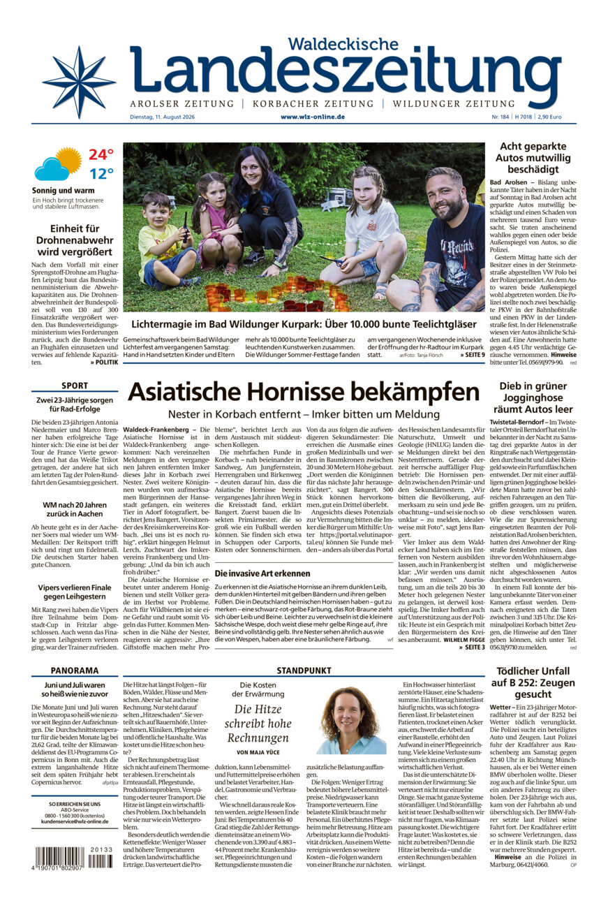 Waldeckische Landeszeitung vom Dienstag, 11.08.2026