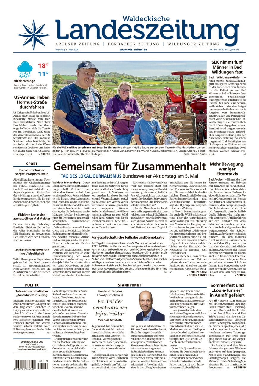 Waldeckische Landeszeitung vom Dienstag, 05.05.2026